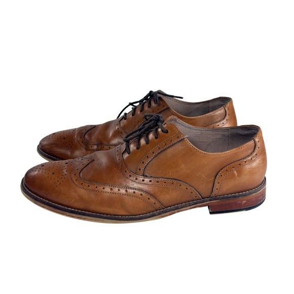 Johnston & Murphy Leather Wingtip Brogue Oxford Shoes Brown Tan Sz 11 M